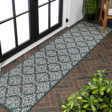 Amora Traditional Mediterranean Tile Design Indoor/Outdoor Area Rug